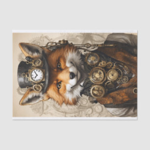 Papier Mousseline Illustration vintage Steampunk Fox