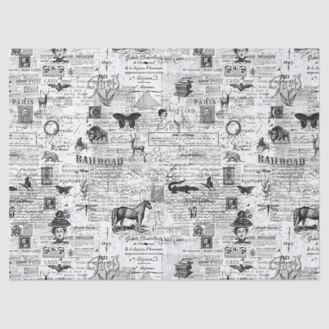 Papier Mousseline Illustrations Ephemera Tissu ou papier découpage (Recto)