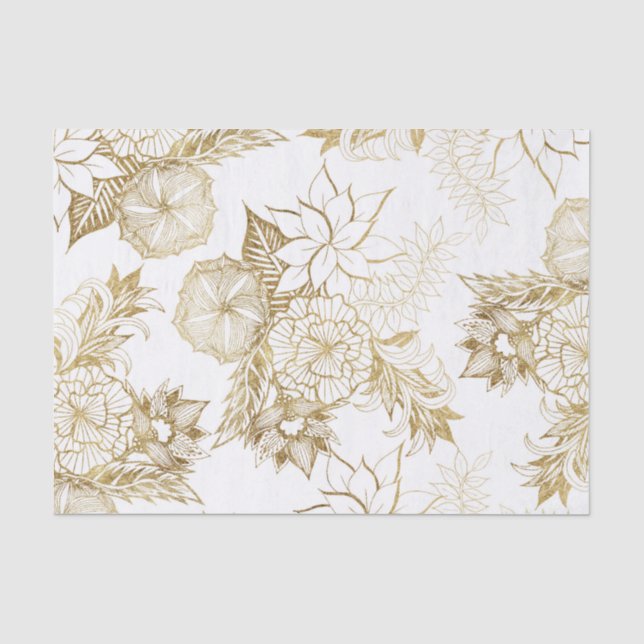 Papier Mousseline Illustrations florales Girly modernes d'or jaune (Recto)