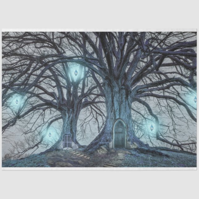 Papier Mousseline Imaginaire Arbre Maison Forêt Découpage Papier de  (Recto)