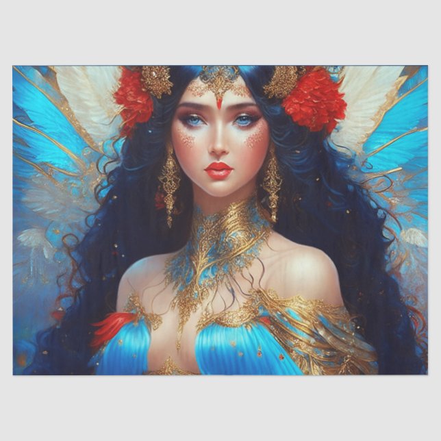 Papier Mousseline Imaginaire Blue Water Fairy Mermaid Decoupage (Recto)