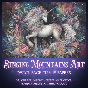 Papier Mousseline Imaginaire céleste Unicorne florale Découpage