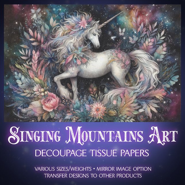 Papier Mousseline Imaginaire céleste Unicorne florale Découpage (Créateur téléchargé)