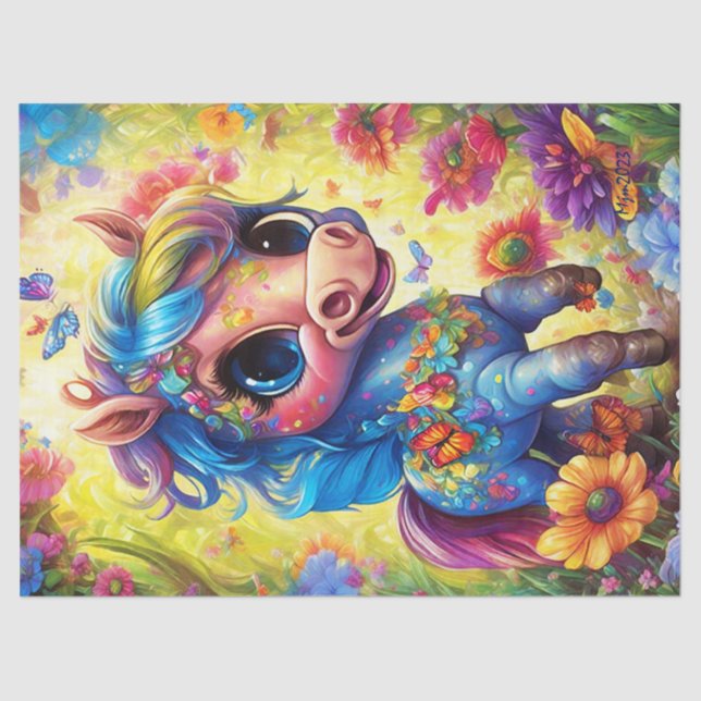 Papier Mousseline Imaginaire Cheval mignon animal (Recto)