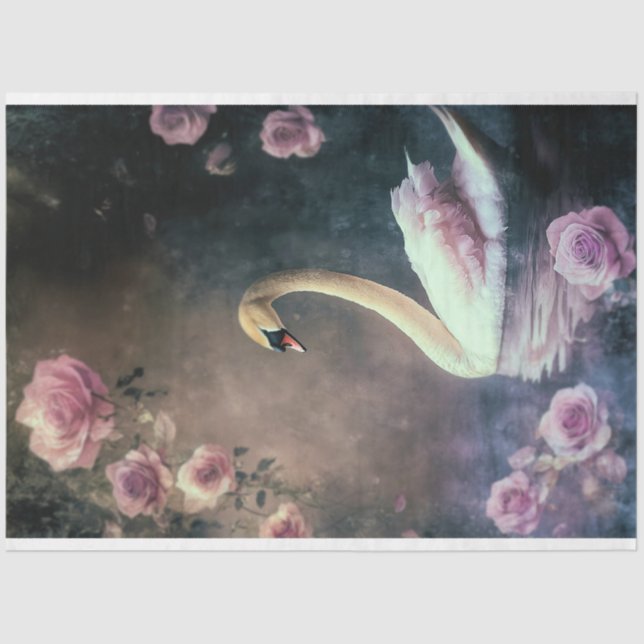 Papier Mousseline Imaginaire du lac Swan, Moody Ethereal & Floral (Recto)
