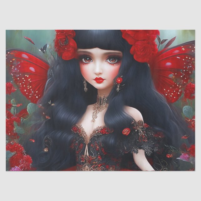 Papier Mousseline Imaginaire Fée Rouge mignonne Princesse Découpage (Recto)