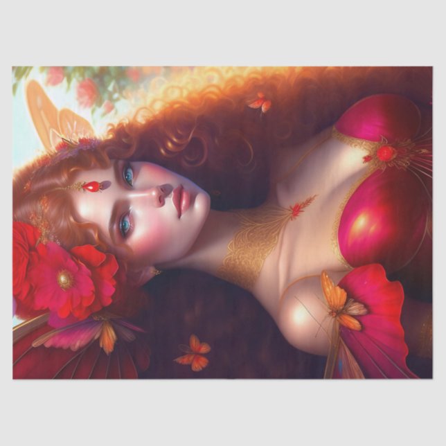 Papier Mousseline Imaginaire Fleurs rouges Fleurs rouges Découpage (Recto)