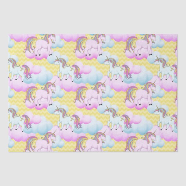Papier Mousseline Imaginaire licorne motif filles partie tissu (Recto)
