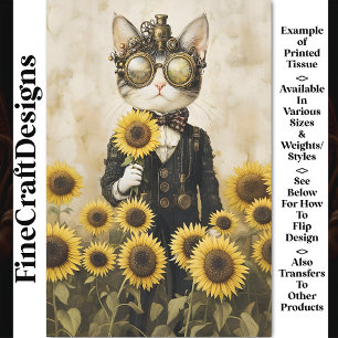 Papier Mousseline Imaginaire Steampunk Chat, Sunflowers AL1F Découpa