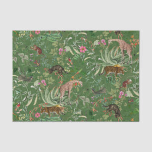 Papier Mousseline Imaginaire vintage Exotic Jungle - Livre vert Tiss