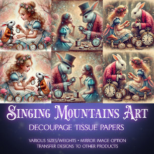 Papier Mousseline Imaginaire Wonderland Rabbit Alice Découpage