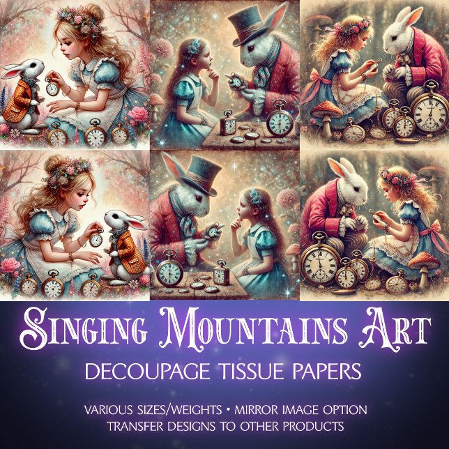 Papier Mousseline Imaginaire Wonderland Rabbit Alice Découpage (Créateur téléchargé)