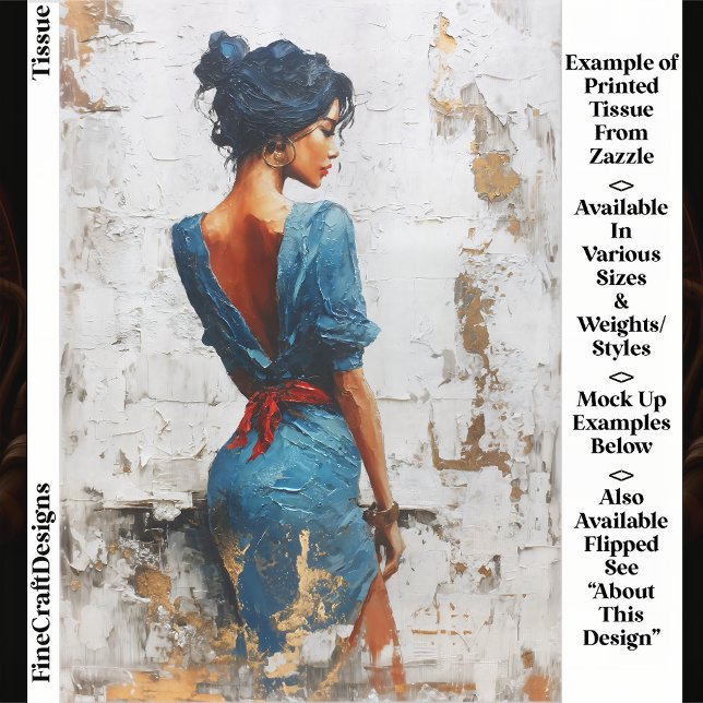 Papier Mousseline Impasto à l'huile, dame foncée en bleu EL5R Découp (Créateur téléchargé)