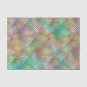 Papier Mousseline Impression à motif chevron de lumières arc-en-ciel