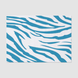 Papier Mousseline Impression Aqua Blue Zebra
