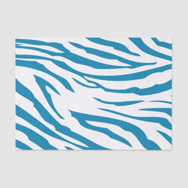 Papier Mousseline Impression Aqua Blue Zebra (Recto)