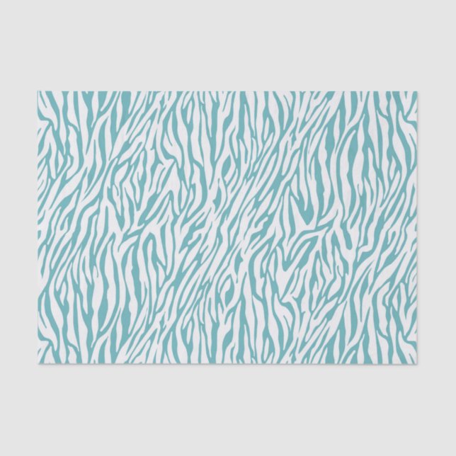 Papier Mousseline Impression Aqua White Zebra (Recto)