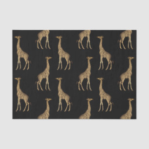 Papier Mousseline Impression de girafe noire et dorée