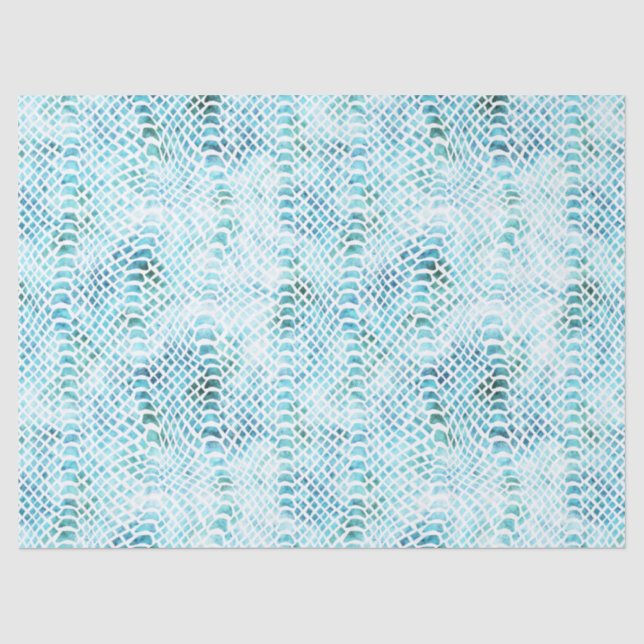 Papier Mousseline Impression de serpent Turquoise Aqua (Recto)