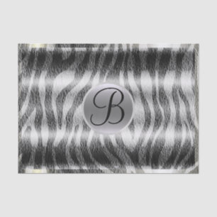 Papier Mousseline Impression de zèbre grise noire Monogramme Lettre