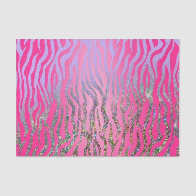 Papier Mousseline Impression demi-Parties scintillant rose tigre (Recto)