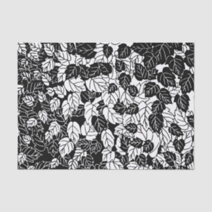 Papier Mousseline Impression feuille japonaise, noir et blanc