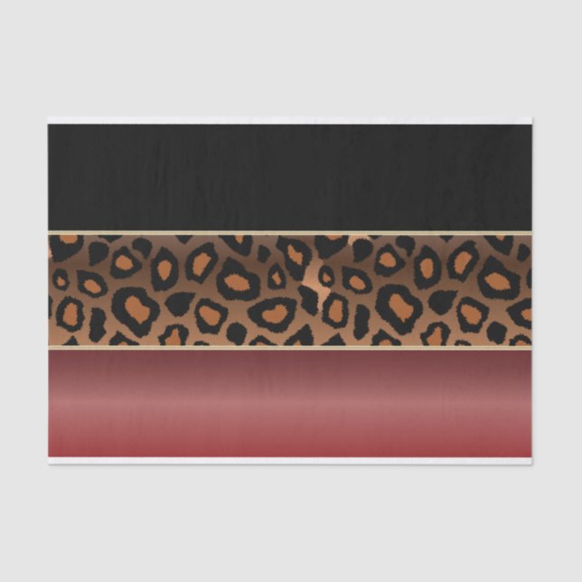 Papier Mousseline Impression Garnet Red, Black et Jaguar (Recto)
