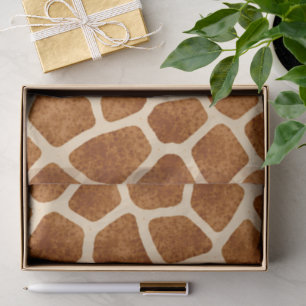 Papier Mousseline Impression Girafe Marron Kaki Baby Shower Thème Sa