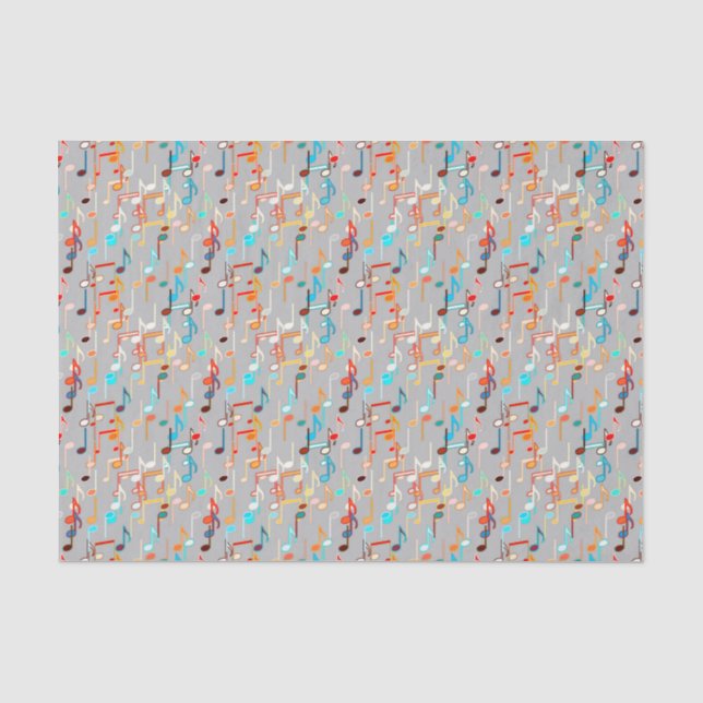 Papier Mousseline Impression musicale - Gris moyen, Multi (Recto)