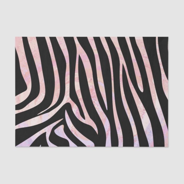 Papier Mousseline Impression noire et rose Zebra (Recto)