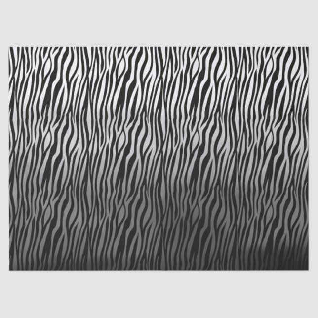 Papier Mousseline Impression Ombre Zebra en noir blanc (Recto)