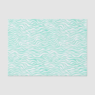 Papier Mousseline Impression turquoise vert aquarelle Zebra