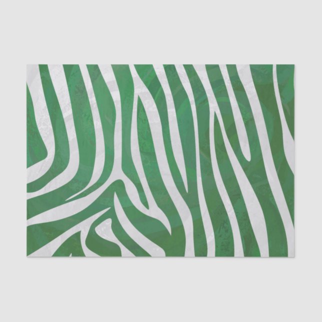 Papier Mousseline Impression verte et blanche Zebra (Recto)