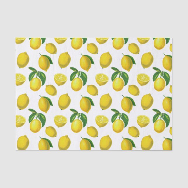 Papier Mousseline Impression vintage de citron végétal (Recto)