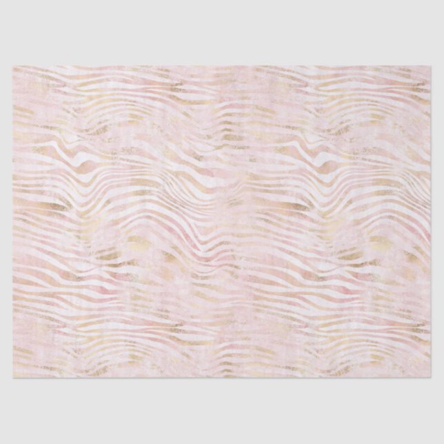 Papier Mousseline Impression Zebra Or Glam Rose (Recto)