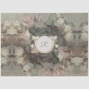 Papier Mousseline Impressionnisme floral doré Monogramme Découpage A