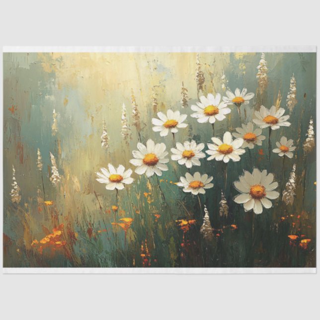 Papier Mousseline Impressionniste Daisy Field Art Découpage (Recto)