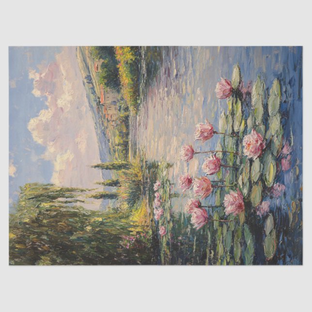 Papier Mousseline Impressionniste Lily Pads Willow Tree Decoupage (Recto)