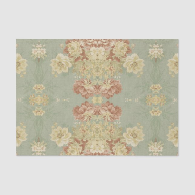 Papier Mousseline Imprimante verte antique (Recto)