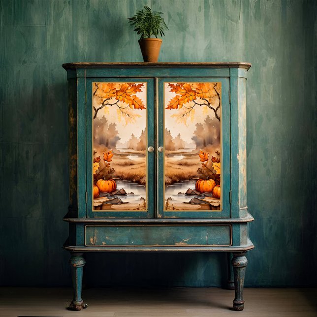 Papier Mousseline Imprimer Découpage Paysage Citrouille vintage Auto (Créateur téléchargé)