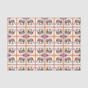 Papier Mousseline Inde Elephant Vintage voyage Love Aquarelle