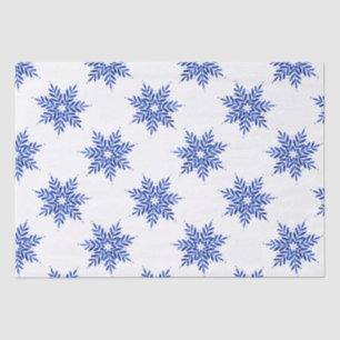 Papier Mousseline Indigo Blue Watercolor Snowflake Motif