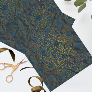 Papier Mousseline Indigo Classic élégant modèle Damask