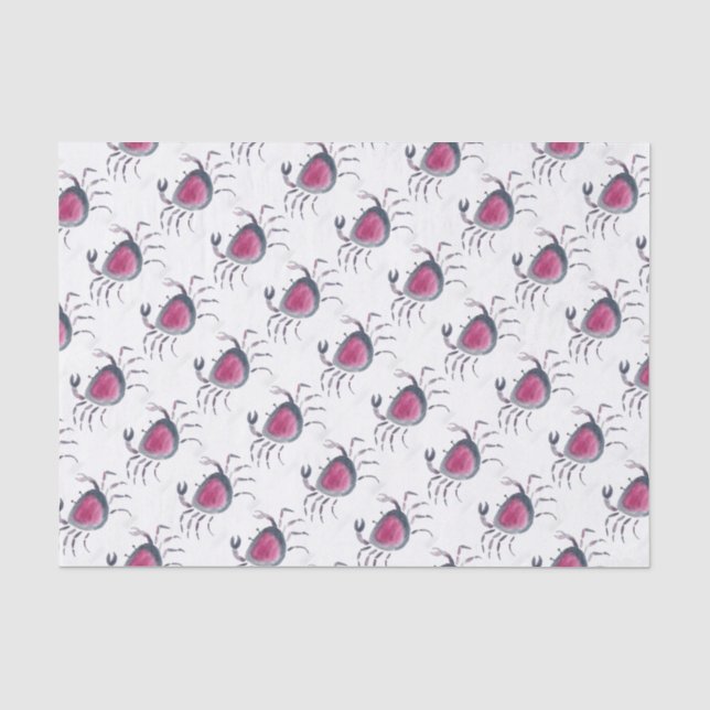 Papier Mousseline Indigo et crabe rose (Recto)