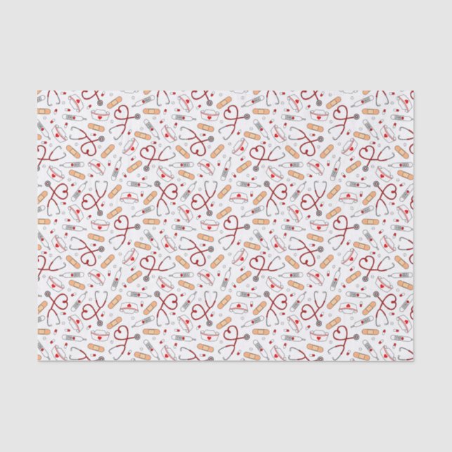 Papier Mousseline Infirmière Amour Imprimer Arrière - plan blanc (Recto)