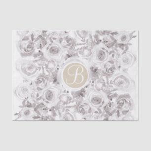 Papier Mousseline Initiale rustique blanche de lettre de monogramme