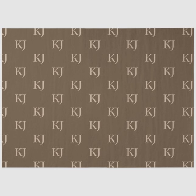Papier Mousseline Initiales Brown et beige Motif (Recto)