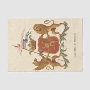 Papier Mousseline Insigne héraldique avec Griffin et Lion