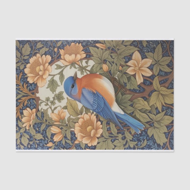 Papier Mousseline Inspiration de l'élégant oiseau bleu de l'Est Will (Recto)