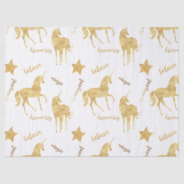 Papier Mousseline Inspirational Gold Unicorns Stars    (Recto)